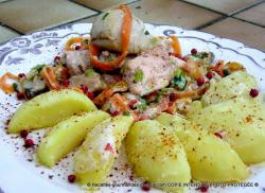 Saumon, St jacques, moules et légumes aux épices Thaï
